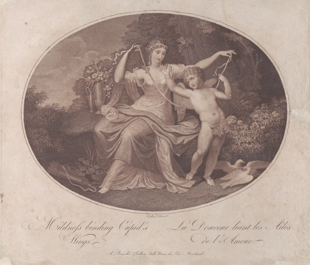 Mildness binding Cupid's Wings by P.J. Chaillou, print, 1700-1800