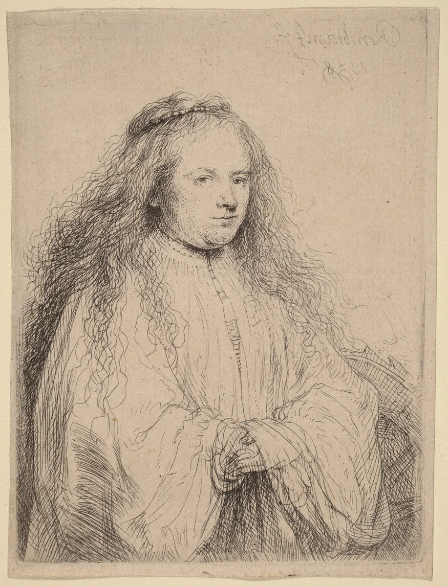 The Little Jewish Bride (Saskia as Saint Catherine) by Rembrandt van Rijn, print, 1638