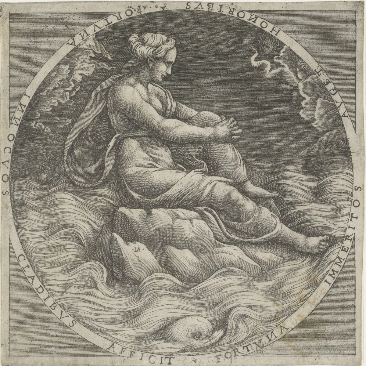 Fortuna by Giovanni Jacopo Caraglio, print, 1515-1565