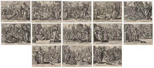 Christ, St. Paul, and the Twelve Apostles by Hendrick Goltzius, print, 1573-1583