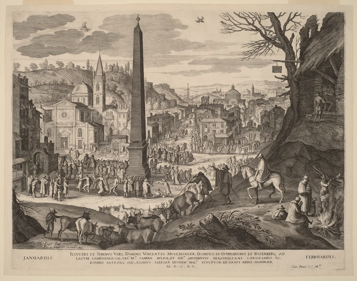 January and February by Aegidius Sadeler II
Paul Bril, print, 1615