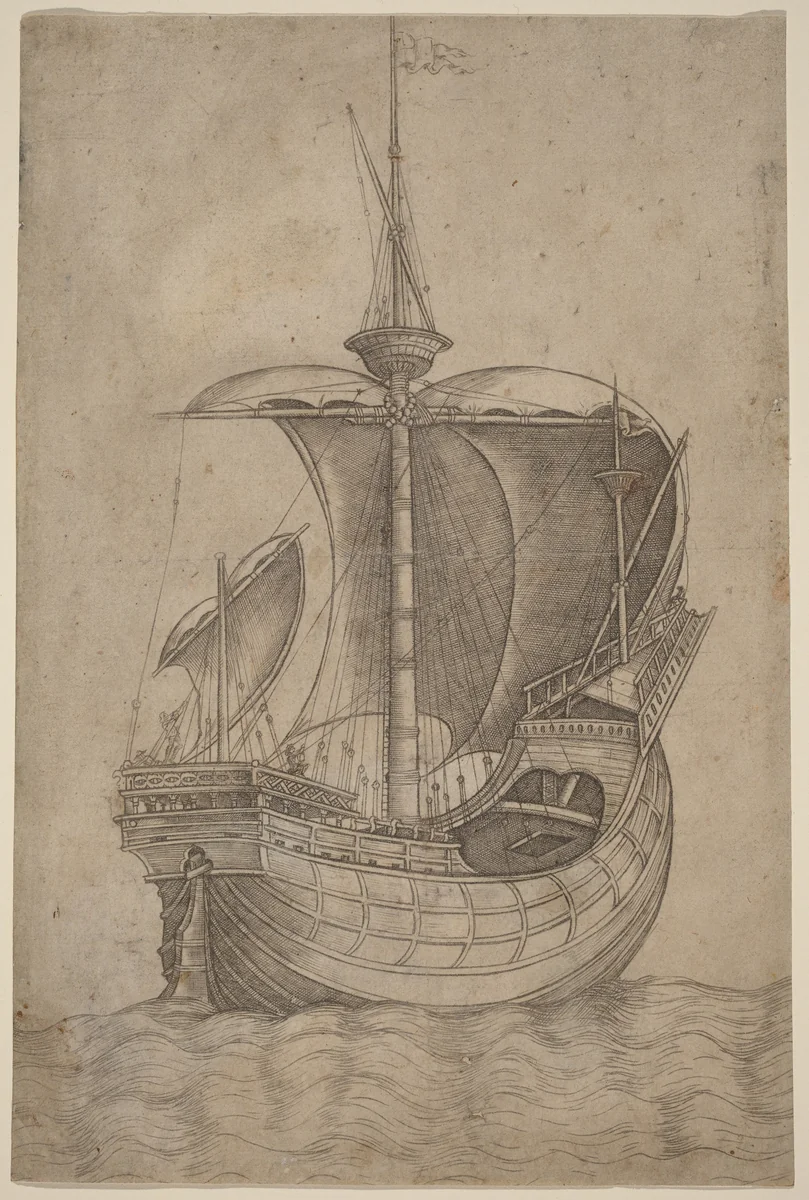 Carrack, Heading to the Right by Italian 15th Century, print, 1480-1500