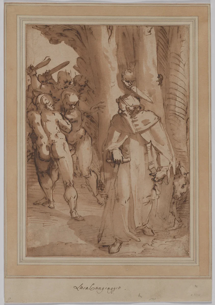 Temptation of Saint Anthony by Luca Cambiaso, drawing, 1575-1579