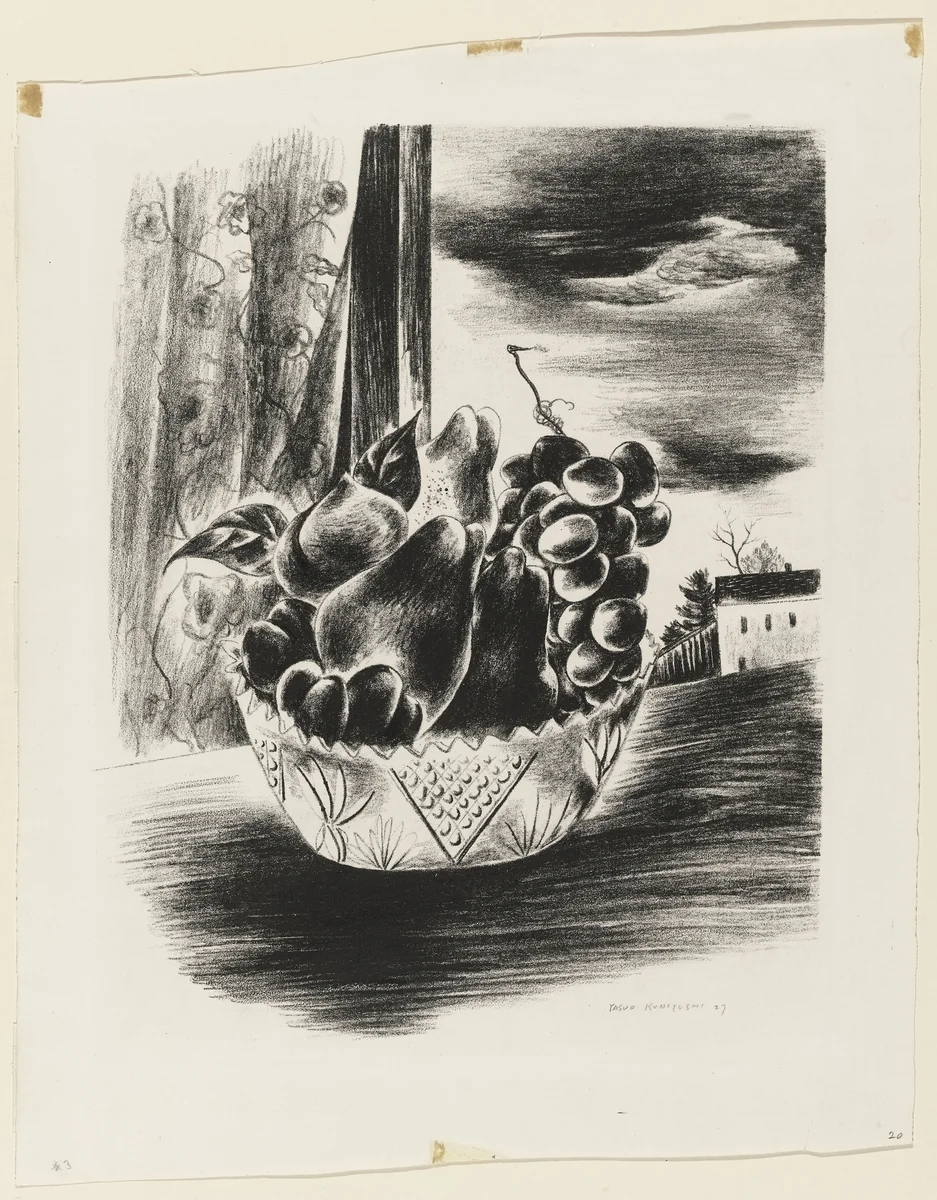 Pears, Grapes, and Peach by Yasuo Kuniyoshi, print, 1927