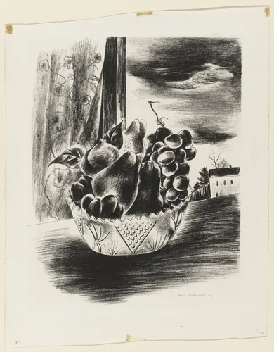 Pears, Grapes, and Peach by Yasuo Kuniyoshi, print, 1927