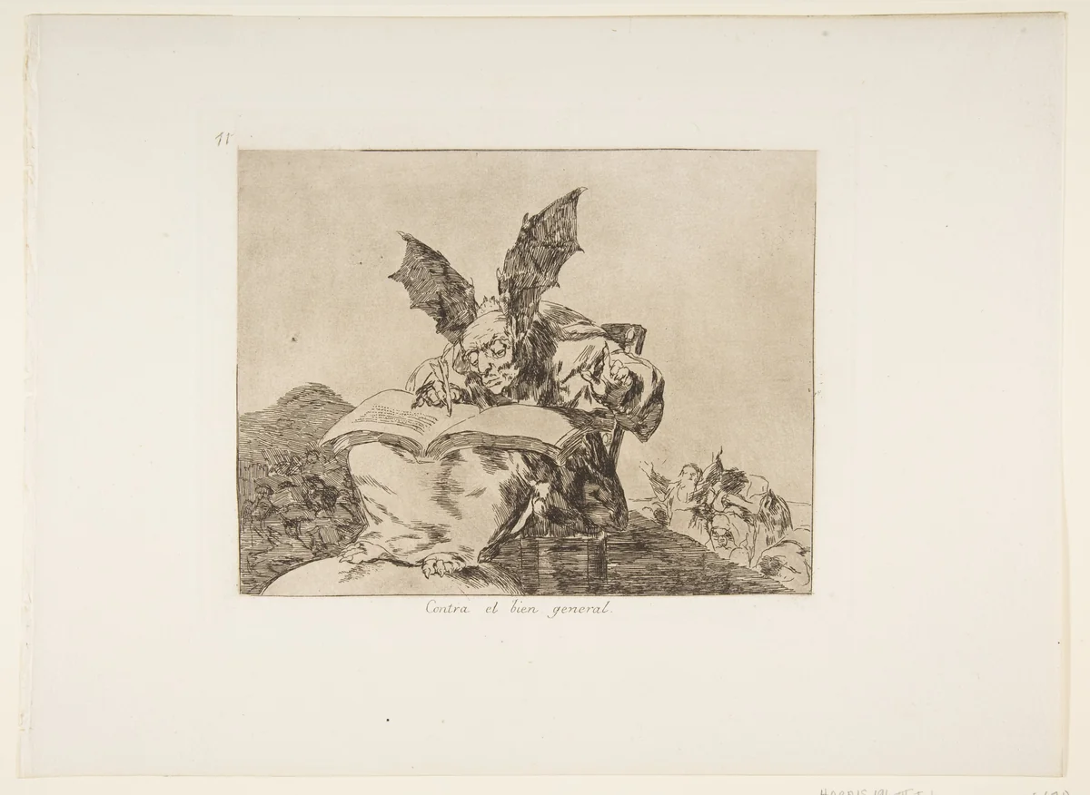 Plate 71 from "The Disasters of War" (Los Desastres de la Guerra): 'Against the common good' (Contra el bien general) by Goya, print, 1814-1815