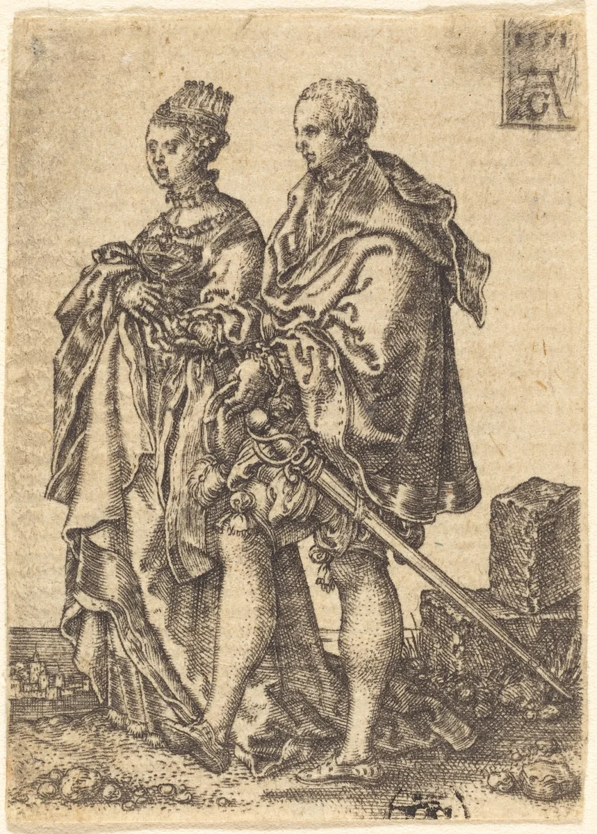 Dancing Couple by Heinrich Aldegrever, print, 1551