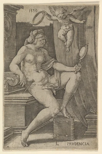 Prudence, from "The Seven Virtues" by Lucas van Leyden, print, 1530