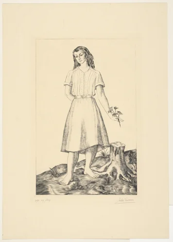 Girl with Flowers (Niña con flores) by Aida Vaisman, print, 1940