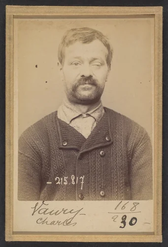 Vaury. Charles, Joseph. 43 (ou 44) ans, né le 31/3/59 à Sedan. Mécanicien. Anarchiste. 16/3/94. by Alphonse Bertillon, photograph, 1894