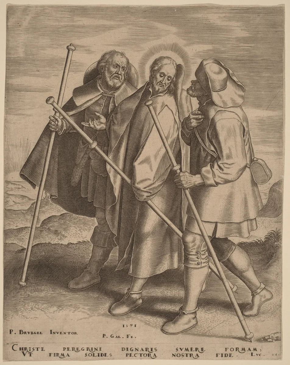 Christ and His Disciples on the Way to Emmaus by Pieter Bruegel the Elder, print, 1571