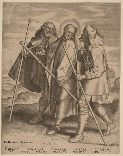 Christ and His Disciples on the Way to Emmaus by Pieter Bruegel the Elder, print, 1571