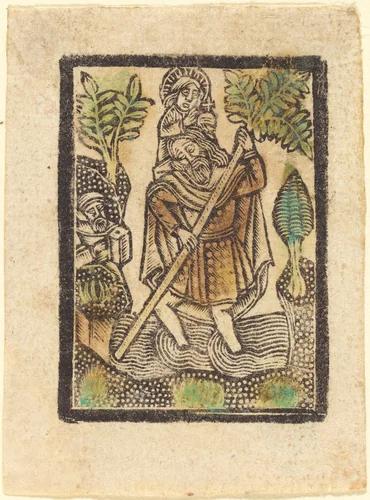 Saint Christopher by Master of the Aachen Madonna, print, 1470-1480