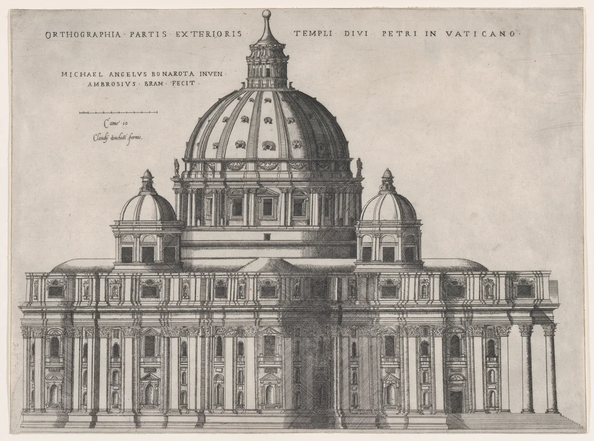 St. Peter's, from "Speculum Romanae Magnificentiae" by Giovanni Ambrogio Brambilla, print, 1530-1580