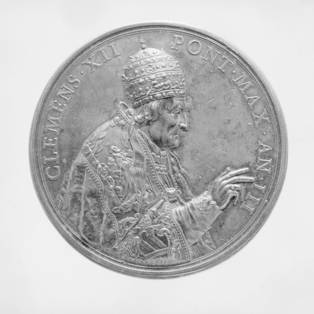 Clement XII (Lorenzo Corsini, 1652–1740, Pope 1730–60) by Ottone Hamerani, metalwork, 1733