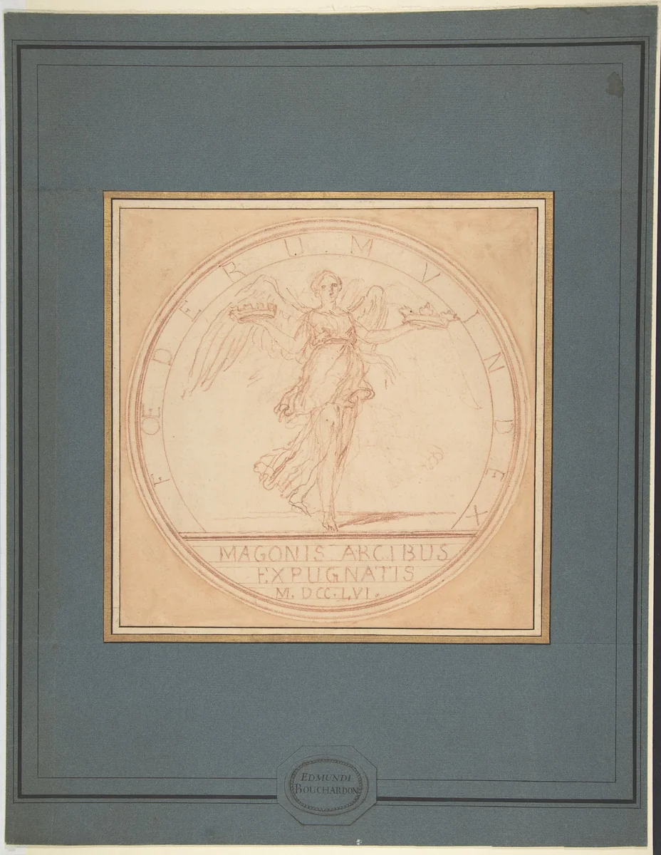 Design for medal commemorating the capture of Port Mahon by Edme Bouchardon, drawing, 1710-1762