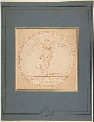 Design for medal commemorating the capture of Port Mahon by Edme Bouchardon, drawing, 1710-1762