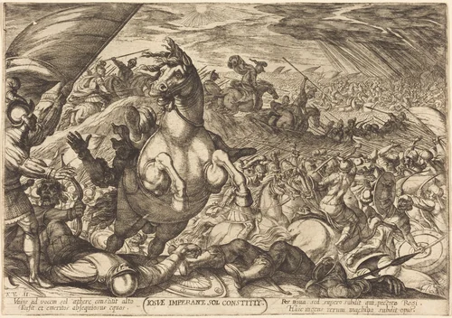 Joshua Ordering the Sun to Stop by Antonio Tempesta, print, 1613