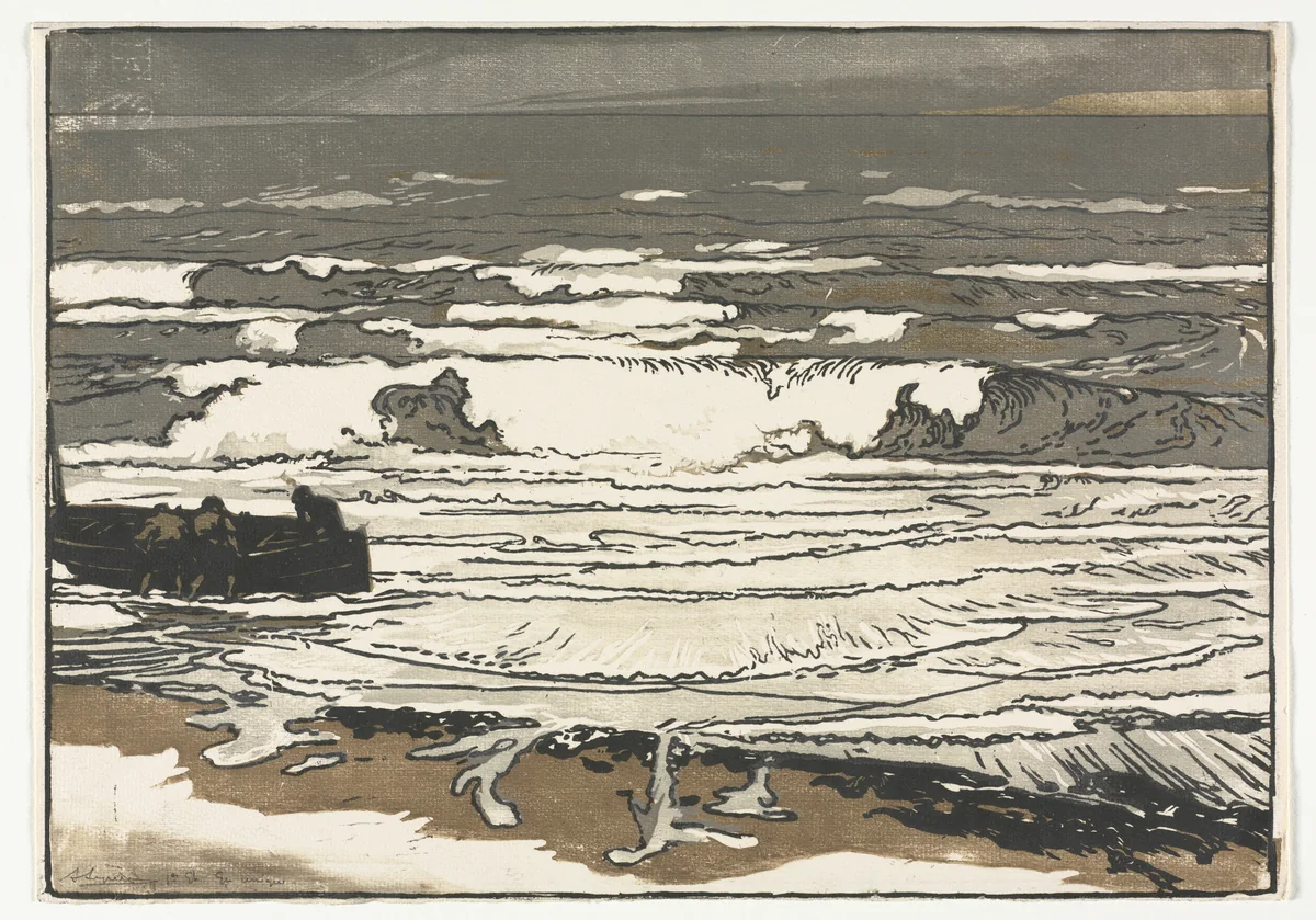 The Breaking Waves, Tide of September 1901 by Auguste Louis Lepère, print, 1901