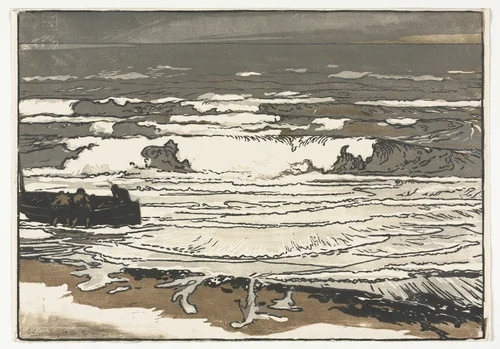 The Breaking Waves, Tide of September 1901 by Auguste Louis Lepère, print, 1901