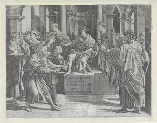 Elymas met blindheid geslagen by Unknown, print, 1516