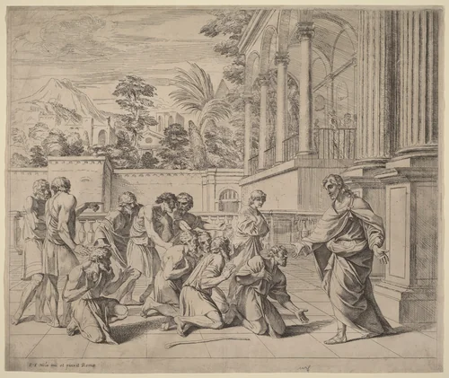 Joseph Identifying Himself to His Brothers by Pier Francesco Mola, print, 1612-1666