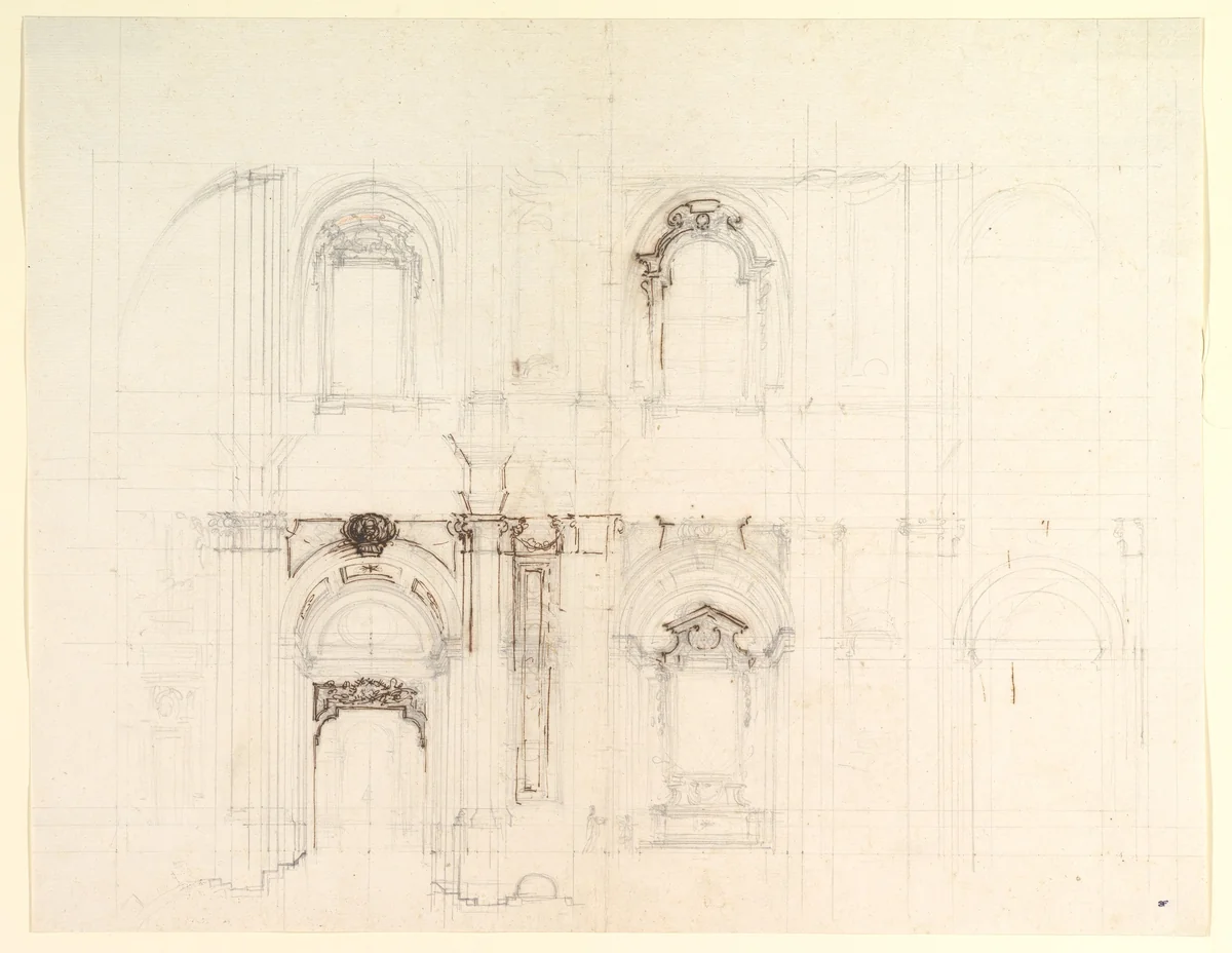 Design for a Church Interior by Luigi Vanvitelli, drawing, 1700-1773