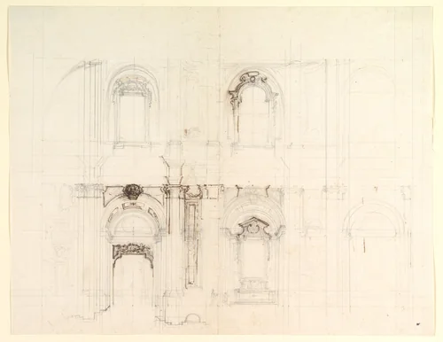 Design for a Church Interior by Luigi Vanvitelli, drawing, 1700-1773