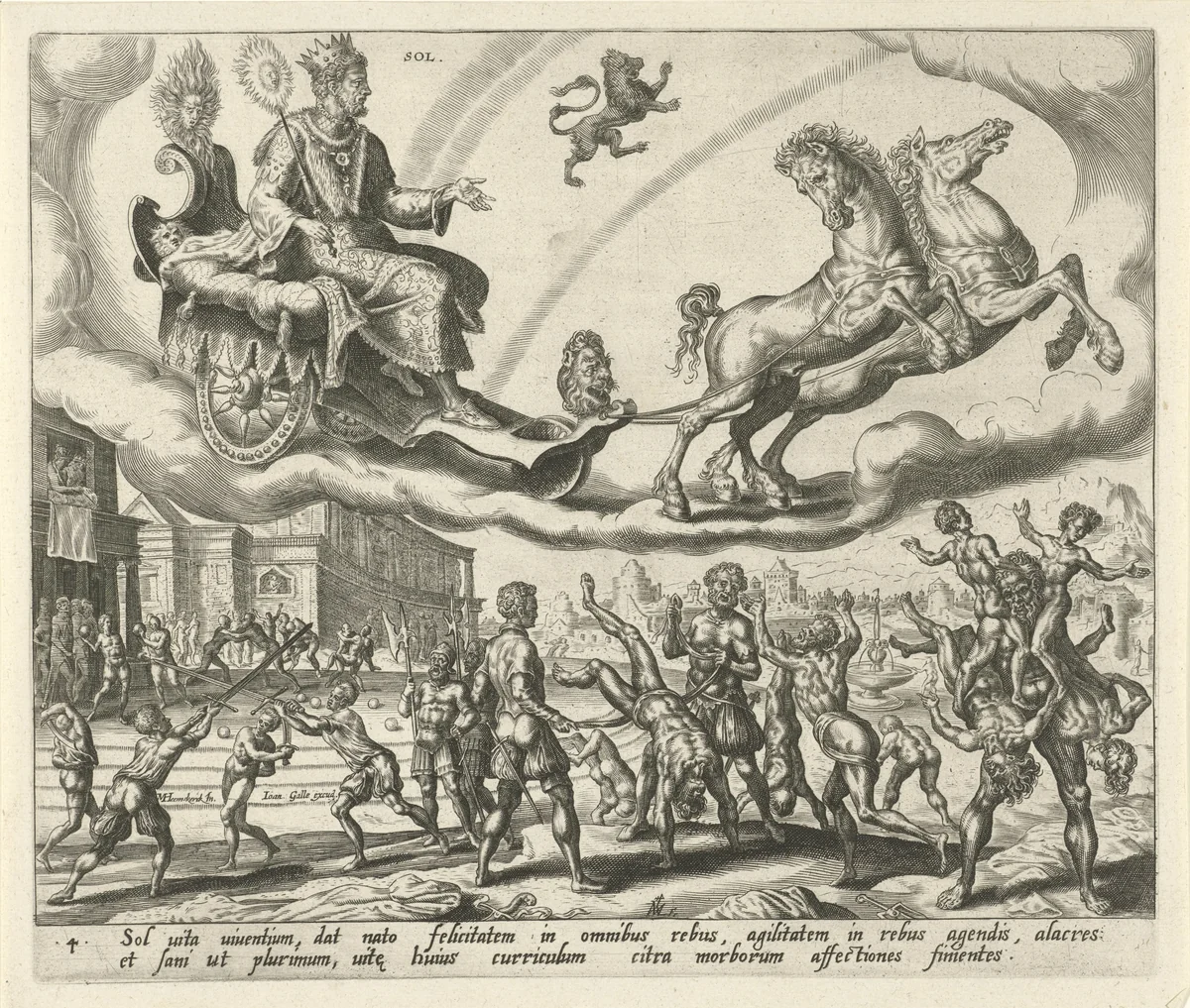 Sol, de zon, en zijn kinderen by Harmen Jansz Muller, print, 1566-1570