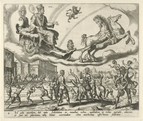 Sol, de zon, en zijn kinderen by Harmen Jansz Muller, print, 1566-1570