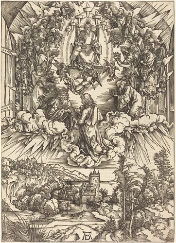 Saint John before God and the Elders by Albrecht Dürer, print, 1496-1498