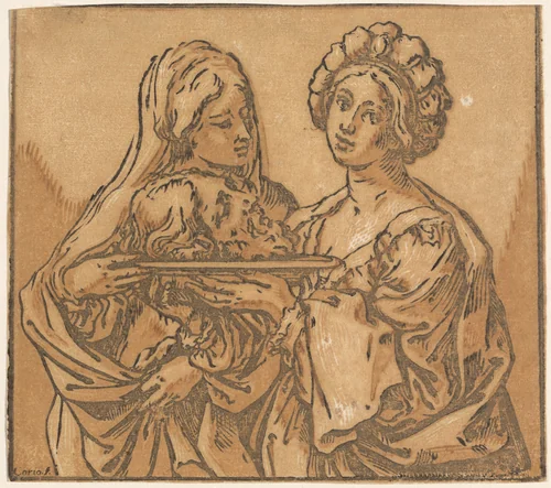Herodias and Salome by Bartolomeo Coriolano; Guido Reni, print, 1631