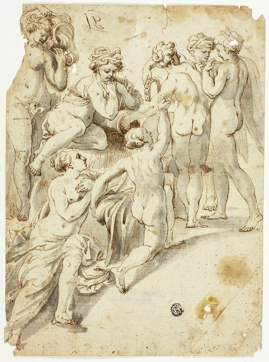 Nymphs Bathing by Peter Paul Rubens, drawing, 1690-1799