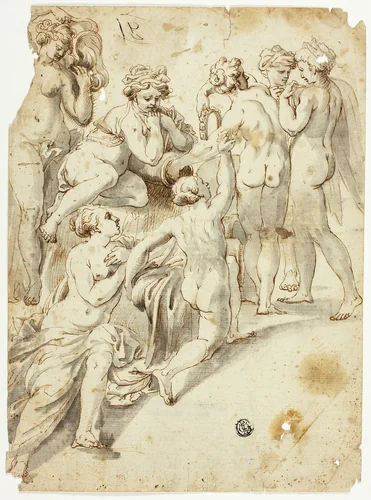 Nymphs Bathing by Peter Paul Rubens, drawing, 1690-1799