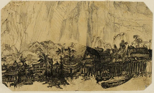 Exotic Landscape by Rodolphe Bresdin, print, 1845-1885