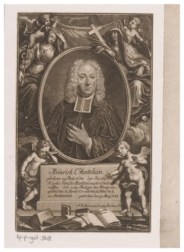 Portret van Henri Chatelain by Johann Ernst Gericke, print, 1746