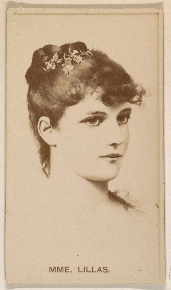 Mme. Lillas, from the Actresses series (N245) issued by Kinney Brothers to promote Sweet Caporal Cigarettes by Kinney Brothers Tobacco Company, photograph, 1890