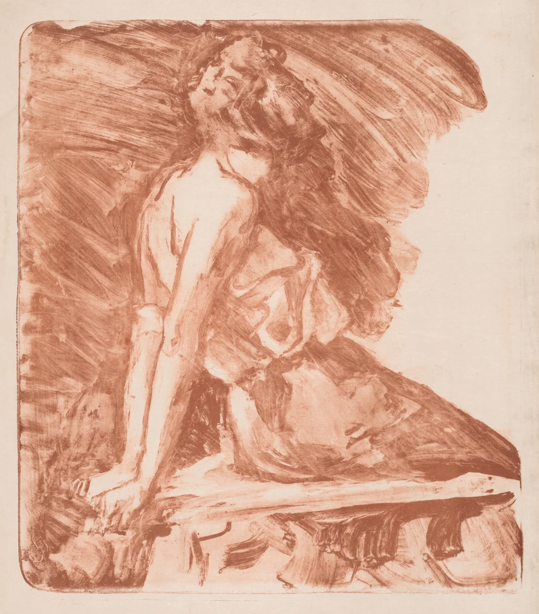 Woman with Hands behind Her Back by Albert de Belleroche, print, 1913