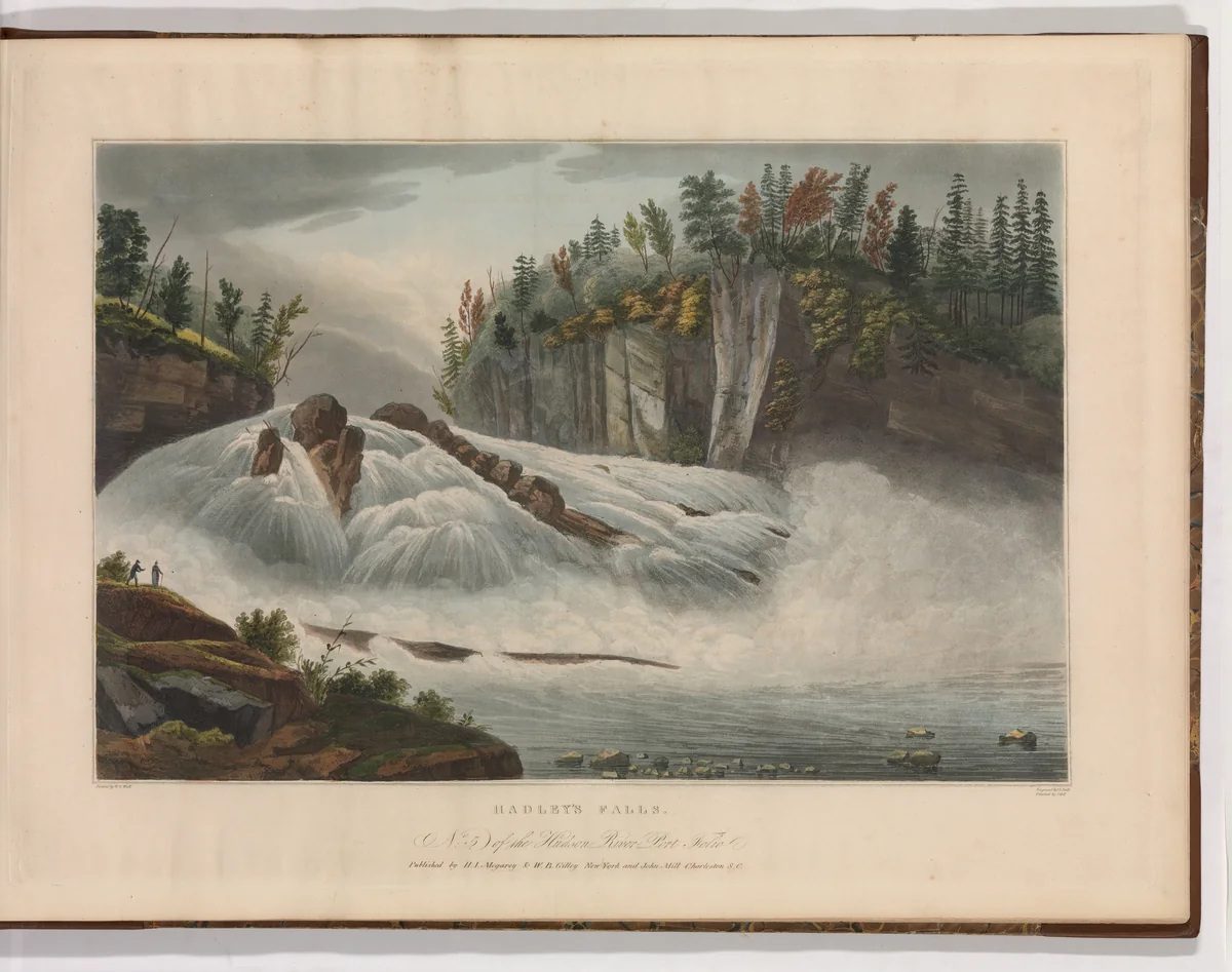 Hadley's Falls (No. 5 of The Hudson River Portfolio) by John Rubens Smith, print, 1821-1824