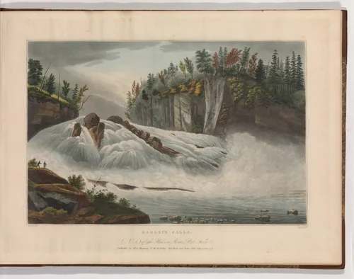 Hadley's Falls (No. 5 of The Hudson River Portfolio) by John Rubens Smith, print, 1821-1824
