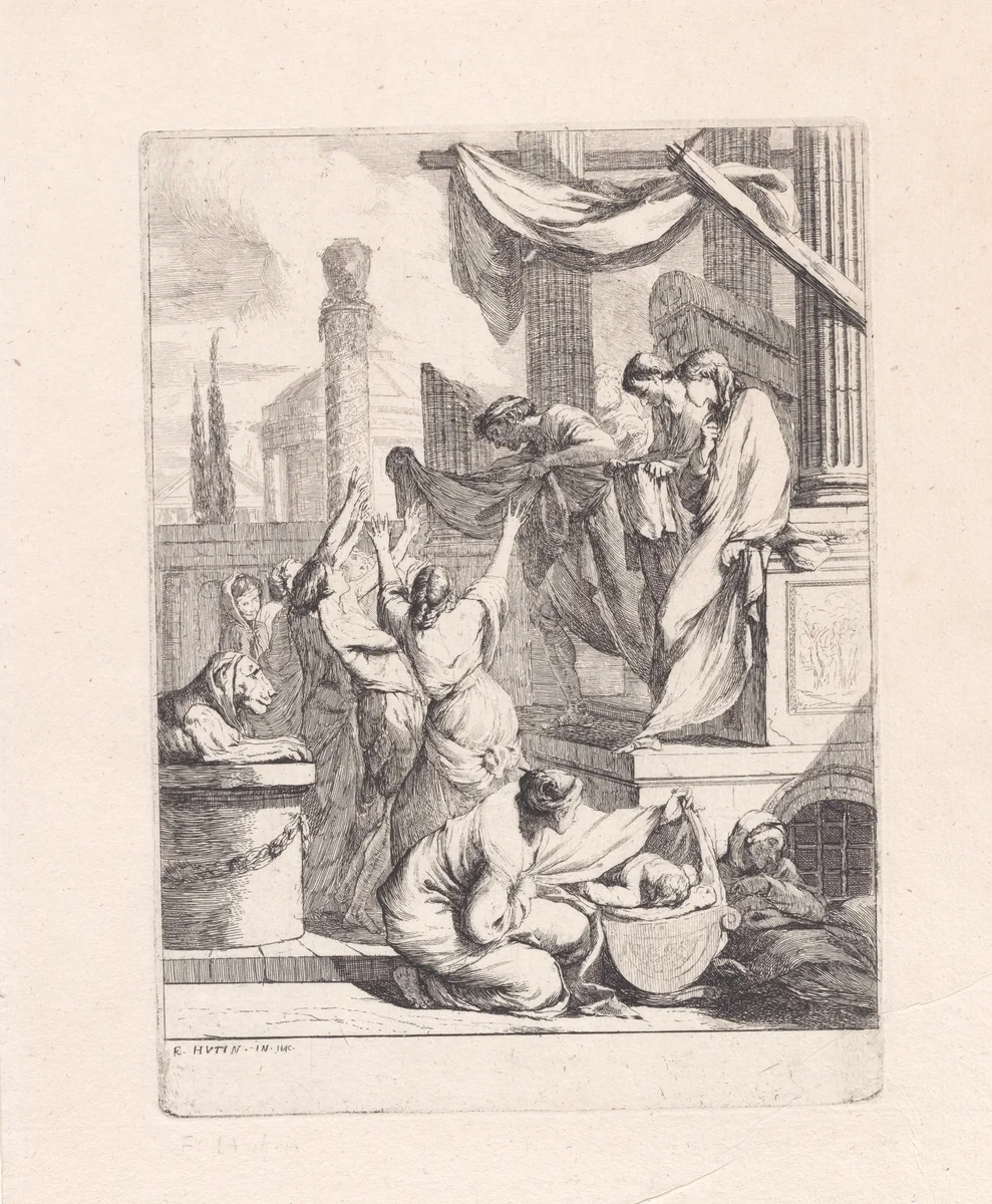 Clothing the Naked by François Hutin, print, 1732-1763