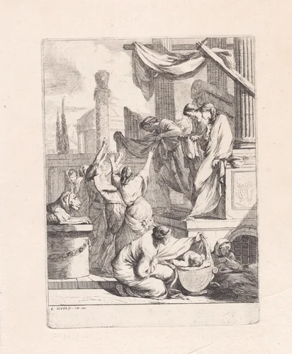 Clothing the Naked by François Hutin, print, 1732-1763
