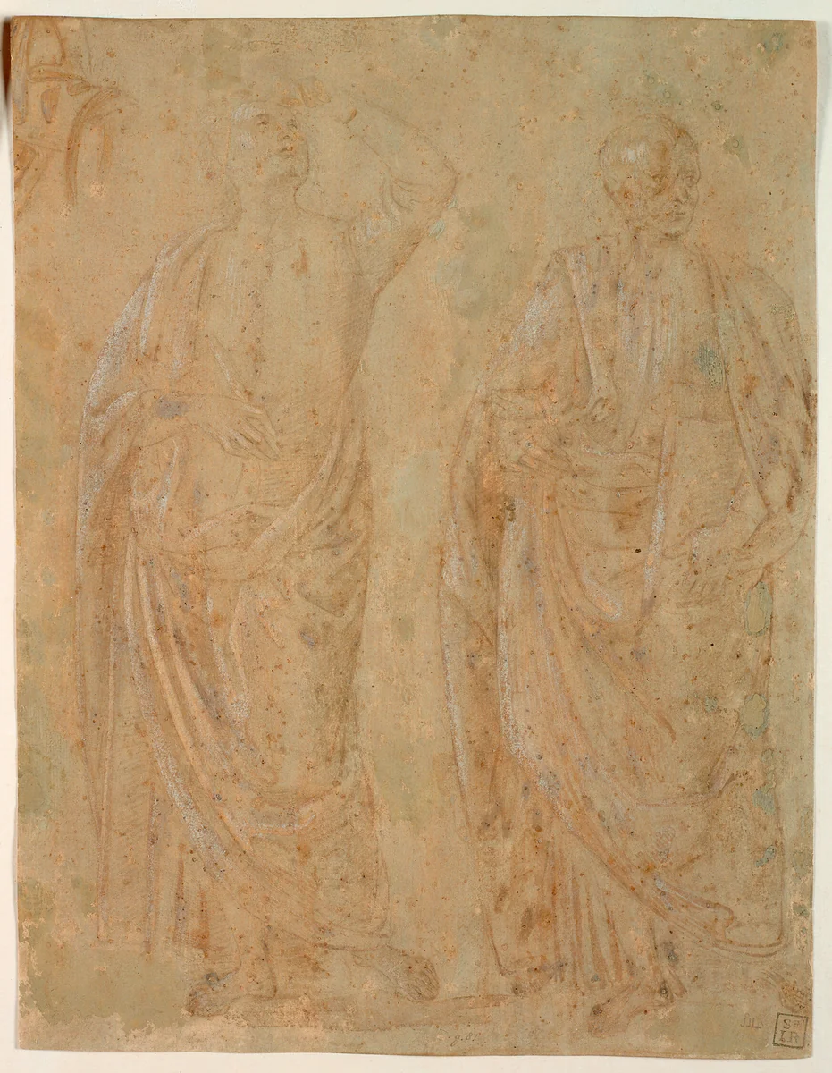 Two Standing Draped Male Figures by Pietro Vannucci, drawing, 1501-1600