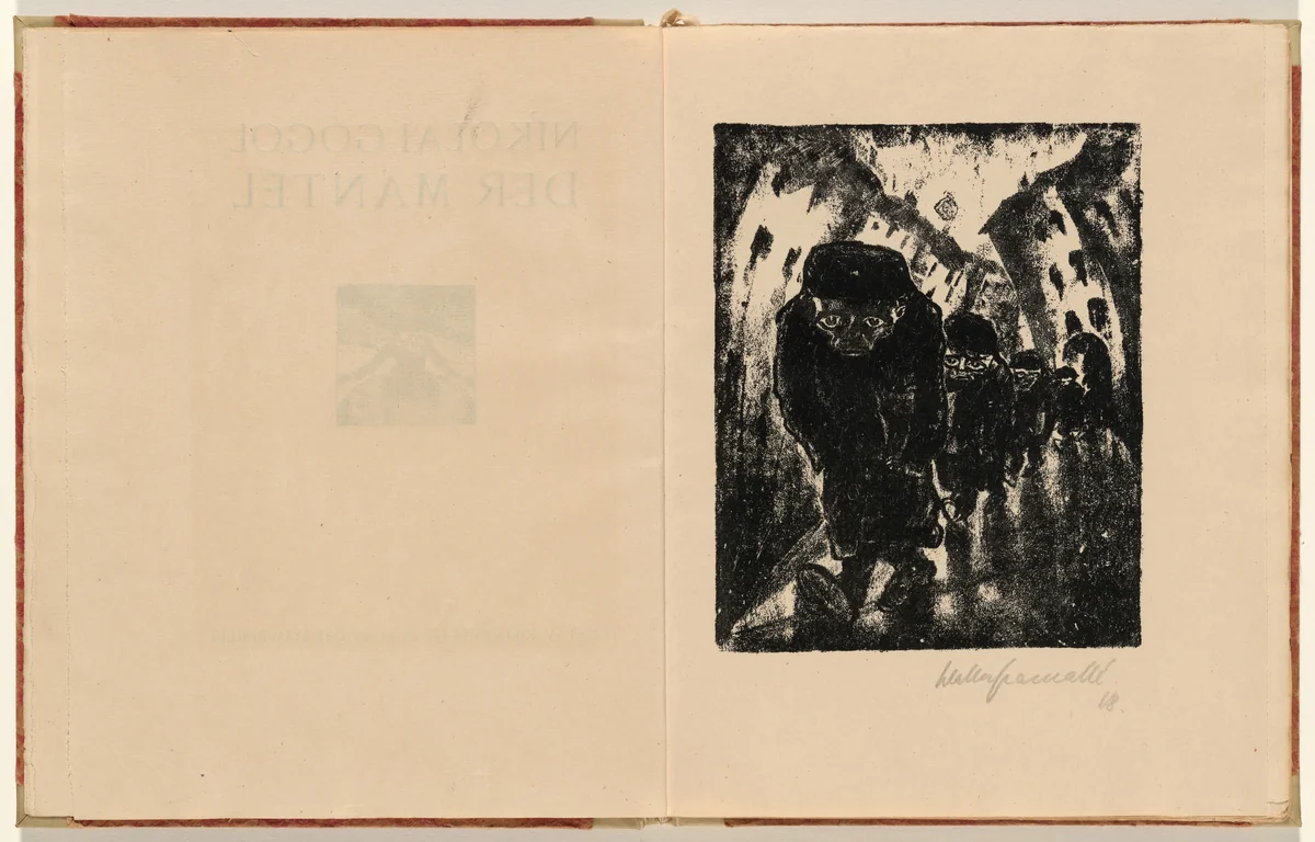 Der Morgenweg zum Amt (The Morning Route to the Agency) (plate 1) from Der Mantel (The Coat) by Walter Gramatté, volume, 1919