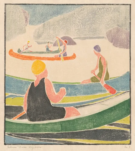 Canoes by Edna Boies Hopkins, print, 1912-1922