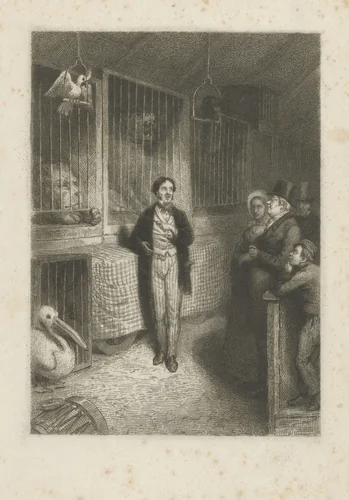 Dieren kijken by Johann Wilhelm Kaiser, print, 1823-1900