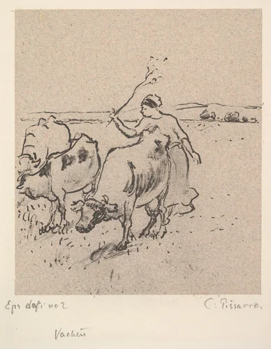Cowherd by Camille Pissarro, print, 1894-1904