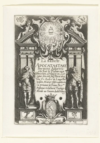 Titelblad voor André de l'Auges 'La Saincte Apocatastase' by Jacques Callot, print, 1619-1623