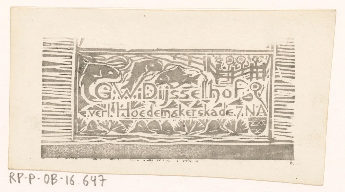 Visitekaartje van Gerrit Willem Dijsselhof by Gerrit Willem Dijsselhof, print, 1892