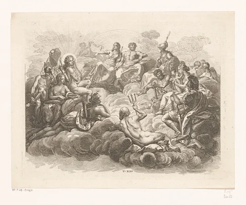 Verzameling der goden op de Olympus by Daniel Nikolaus Chodowiecki, print, 1736-1801